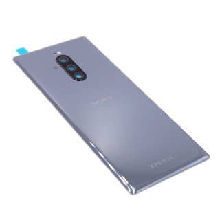 Sony Xperia 1 (J8110, J8170), Xperia 1 Dual Sim (J9110) Akkudeckel, Battery Cover + Kamera Scheibe, Grau, grey